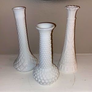 Trio of Milk Glass Vases